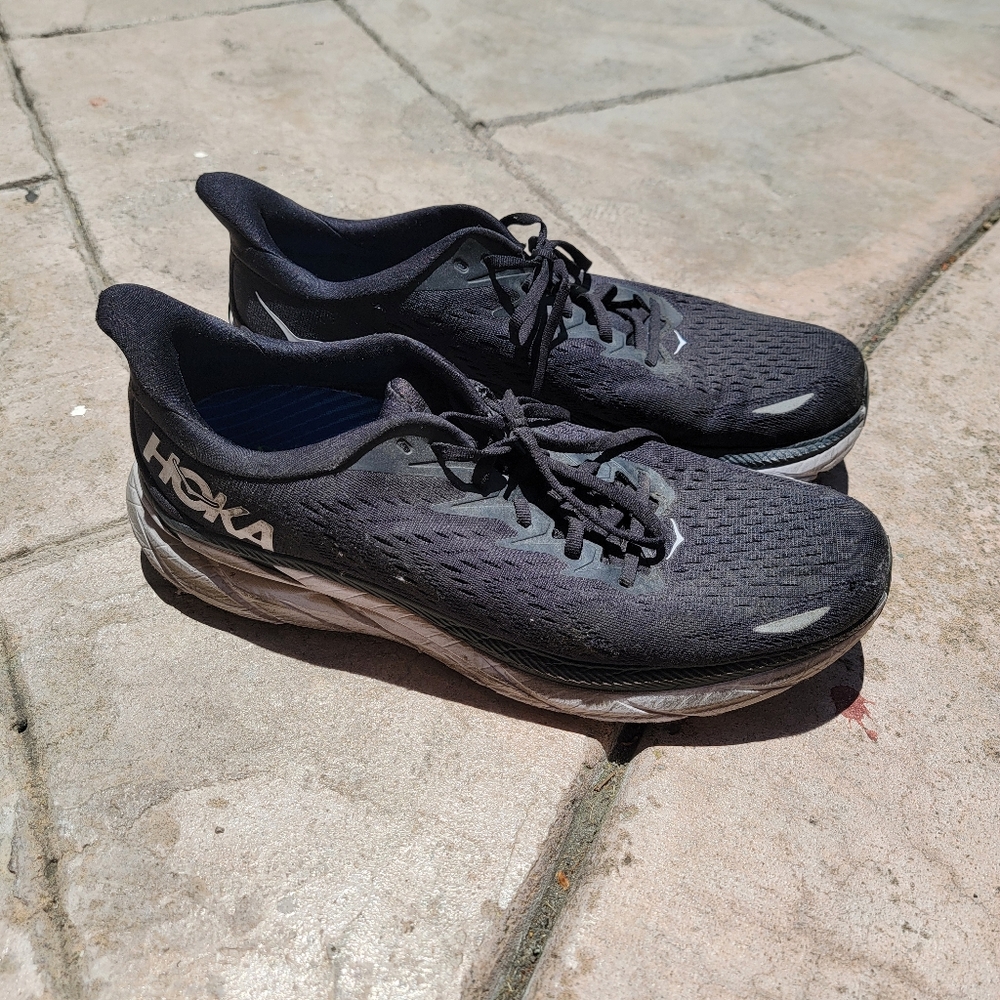 Black HOKA Clifton 8 shoes size 13
